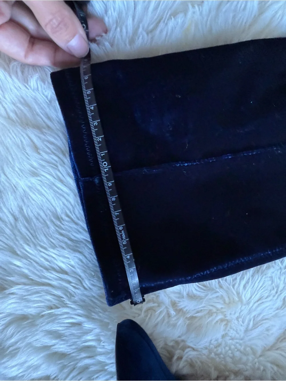 Zara Navy Velvet Over-the-Knee Block Heel Boots
